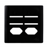 Placa p/ 4 Interruptores + 2 Tomadas 4x4 - Novara Preto Brilhante